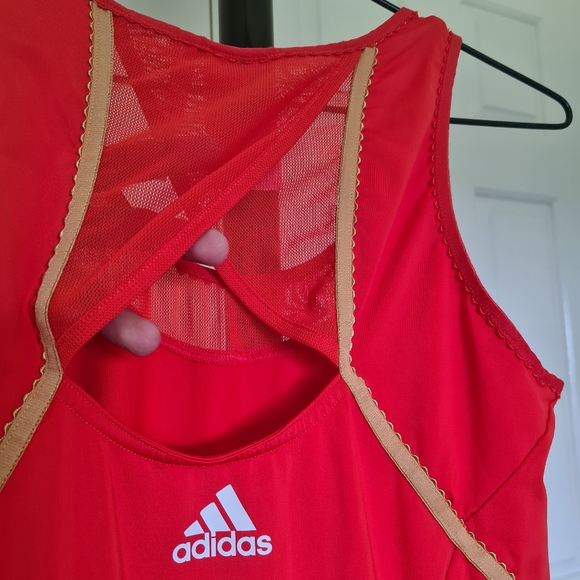 ADIDAS Climacool Dress 12 Orange Stretchable Bodycon Soccer Sports Midi Dress - Picture 3 of 10